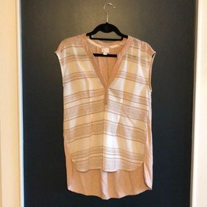 Anthro blush mixed media top